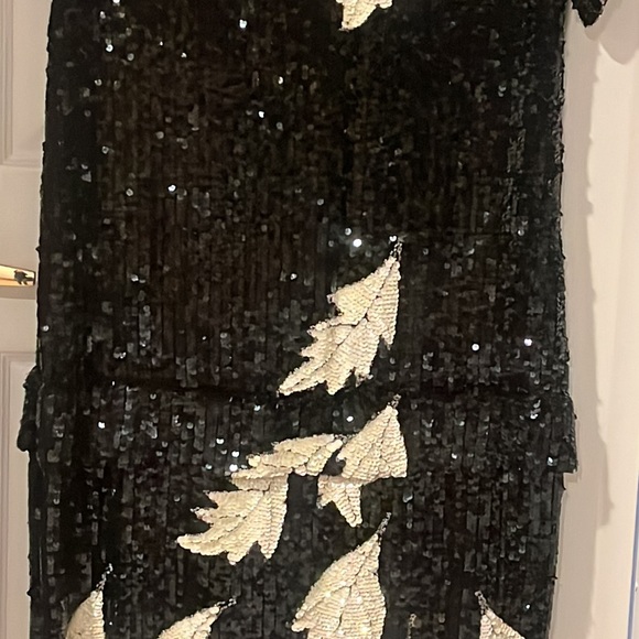 Vintage, 100% pure silk size 3X evening gown. Black and white. - Picture 12 of 16